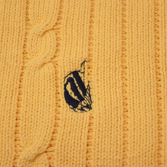 Nautical Crewneck Pullover Sweater Men XL Extra Large Cable Knit Yellow Preppy - Picture 3 of 16